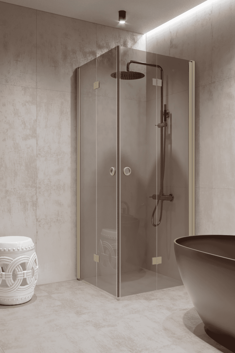 Shower enclosure Hietakari Forma 376, Sand frame, grey tinted glass Shower enclosure Hietakari Forma 376, Sand frame, grey tinted glass
