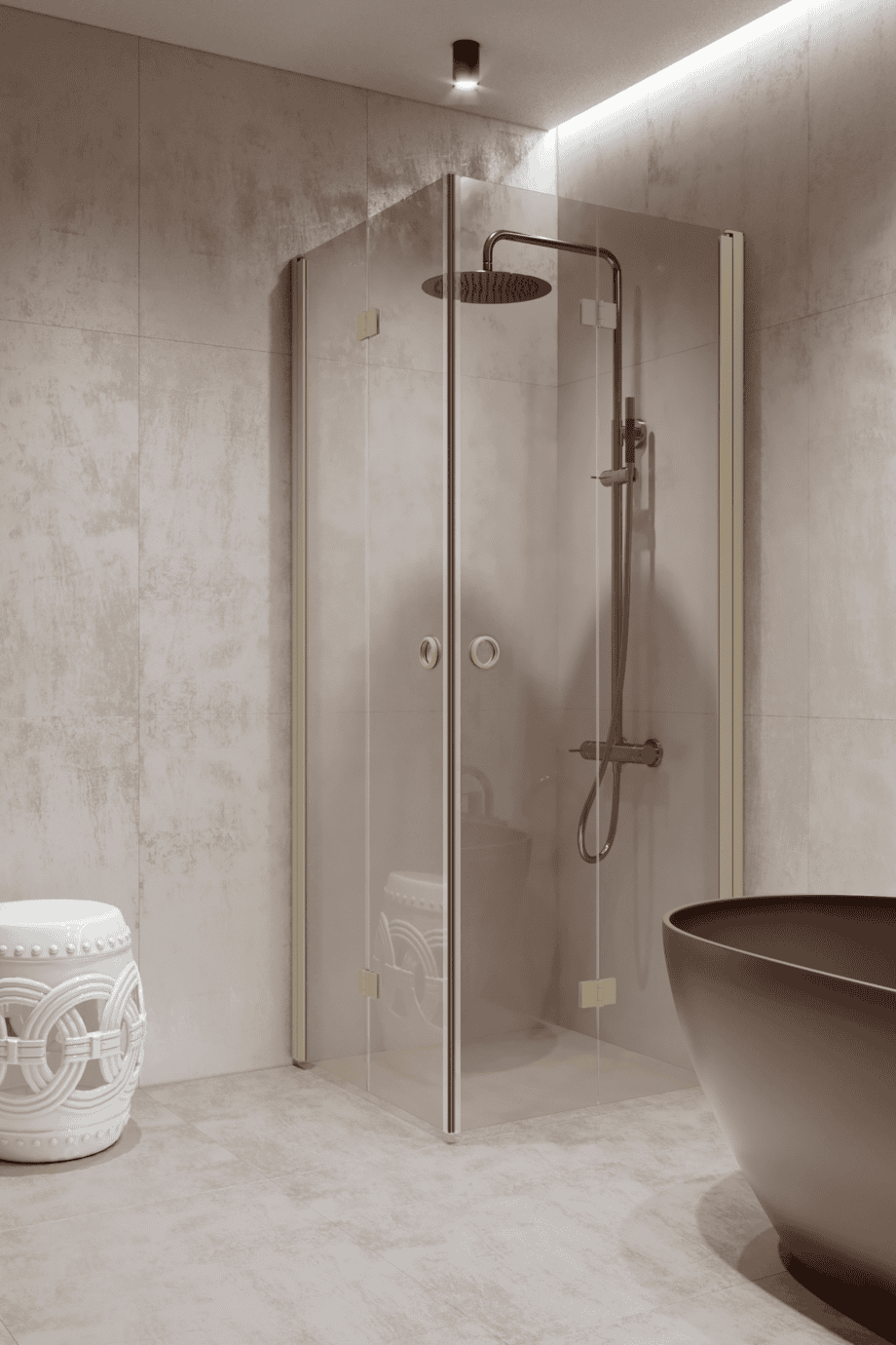 Shower enclosure Hietakari Forma 376, Sand frame, clear glass Shower enclosure Hietakari Forma 376, folding door + folding door ā 7