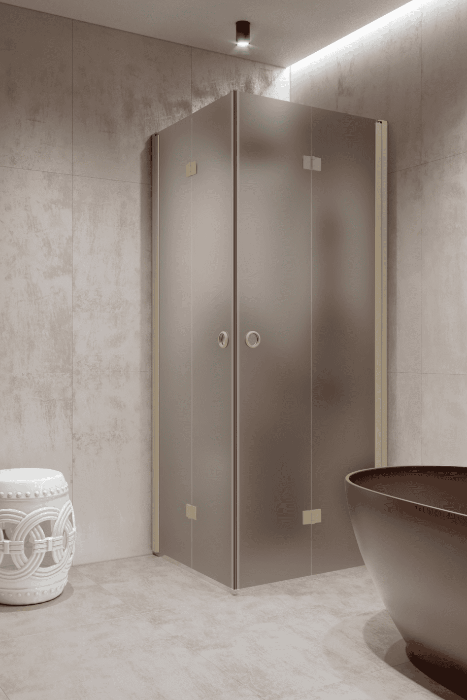 Shower enclosure Hietakari Forma 376, Sand frame, brown satin glass Shower enclosure Hietakari Forma 376, Sand frame, brown satin glass