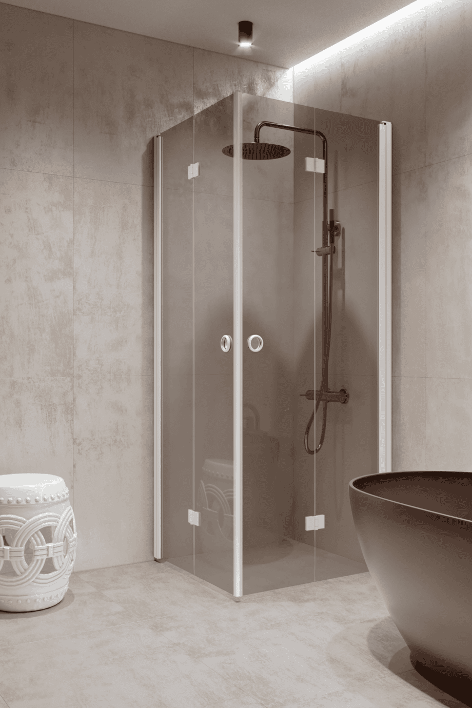 Shower enclosure Hietakari Forma 376, white frame, grey tinted glass Shower enclosure Hietakari Forma 376, white frame, grey tinted glass