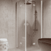 Shower enclosure Hietakari Forma 376, white frame, clear glass Shower enclosure Hietakari Forma 376, folding door + folding door