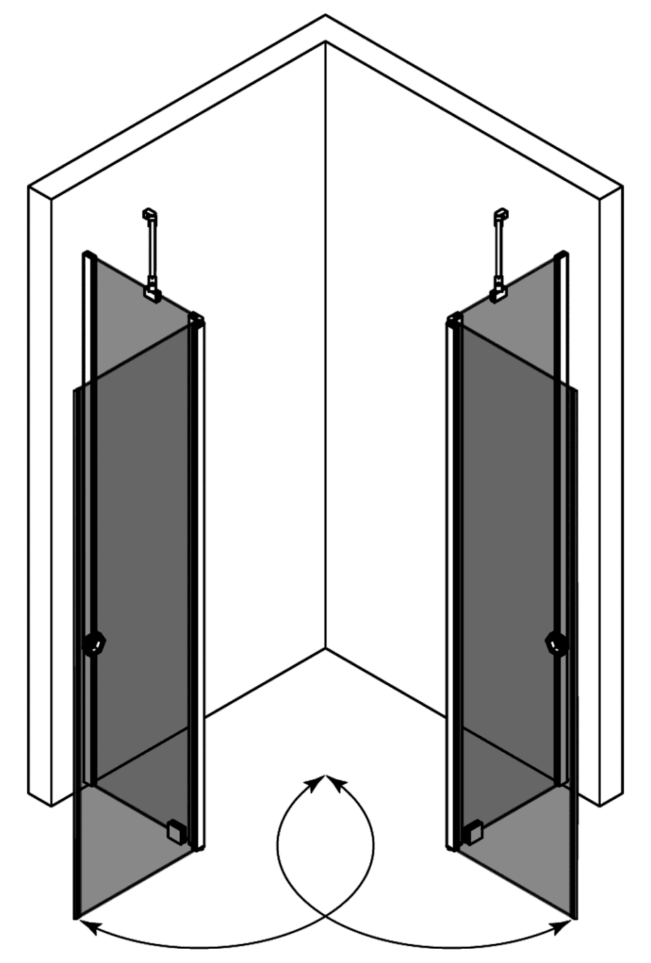 Shower enclosure Hietakari Forma 379 – 3D drawing 2