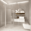 Shower enclosure Hietakari Forma 380, Sand frame, clear glass Shower enclosure Hietakari Forma 380, hinged door with fixed part + folding door with fixed part ā 7