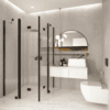 Shower enclosure Hietakari Forma 381, black frame, clear glass Shower enclosure Hietakari Forma 381, folding door with fixed part + folding door with fixed part ā 6