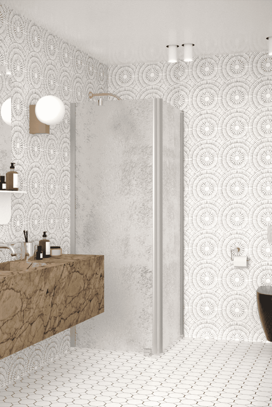 Shower enclosure Hietakari Infinia 251, aluminium frame, Chinchilla patterned glass Shower enclosure Hietakari Infinia 251, aluminium frame, Chinchilla patterned glass