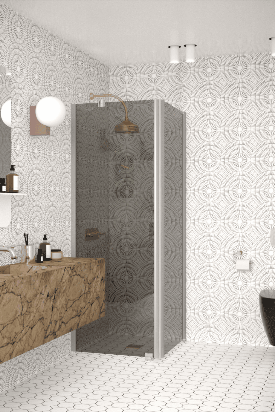 Shower enclosure Hietakari Infinia 251, aluminium frame, grey tinted glass Shower enclosure Hietakari Infinia 251, aluminium frame, grey tinted glass