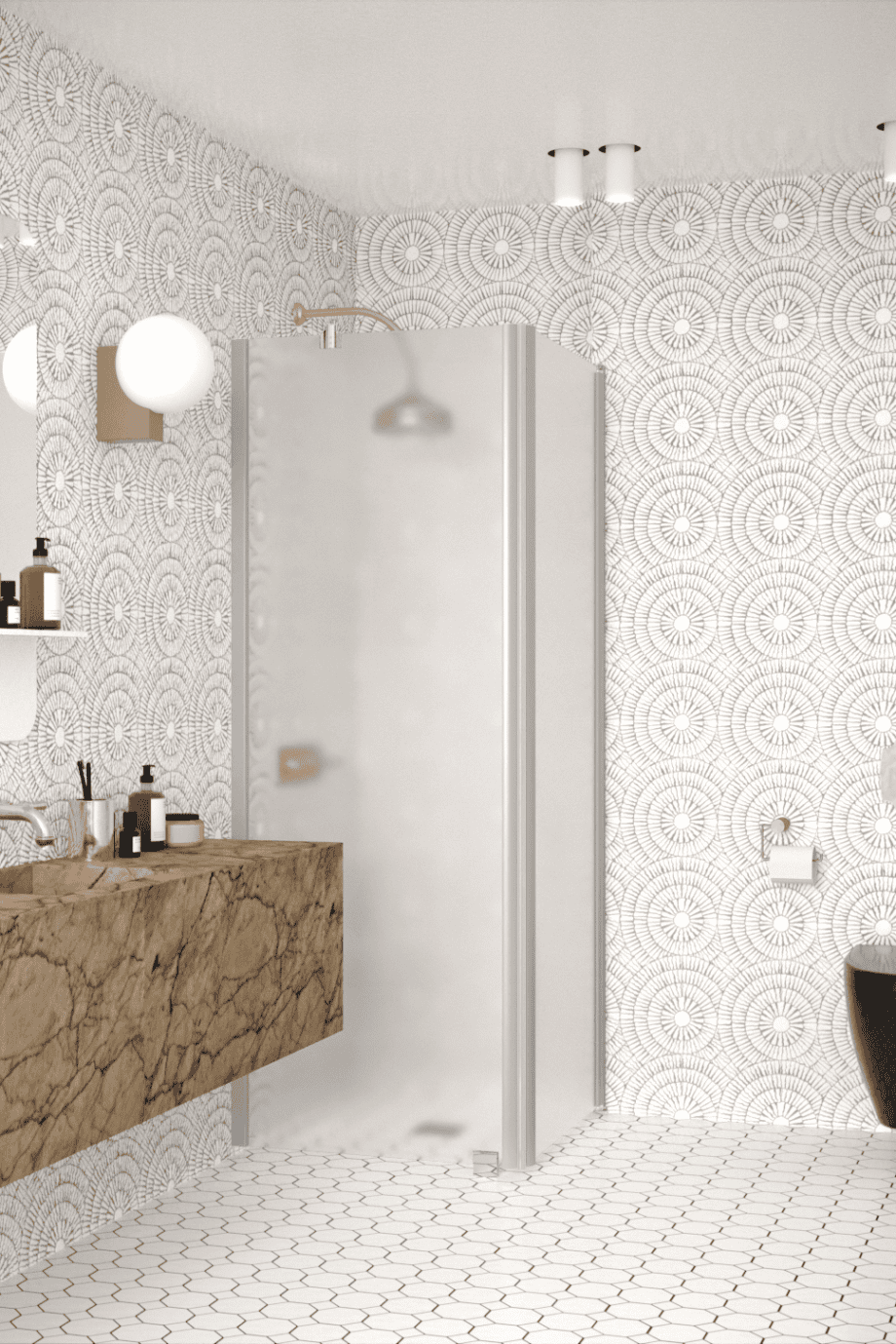 Shower enclosure Hietakari Infinia 251, aluminium frame, satin frosted glass Shower enclosure Hietakari Infinia 251, aluminium frame, satin frosted glass