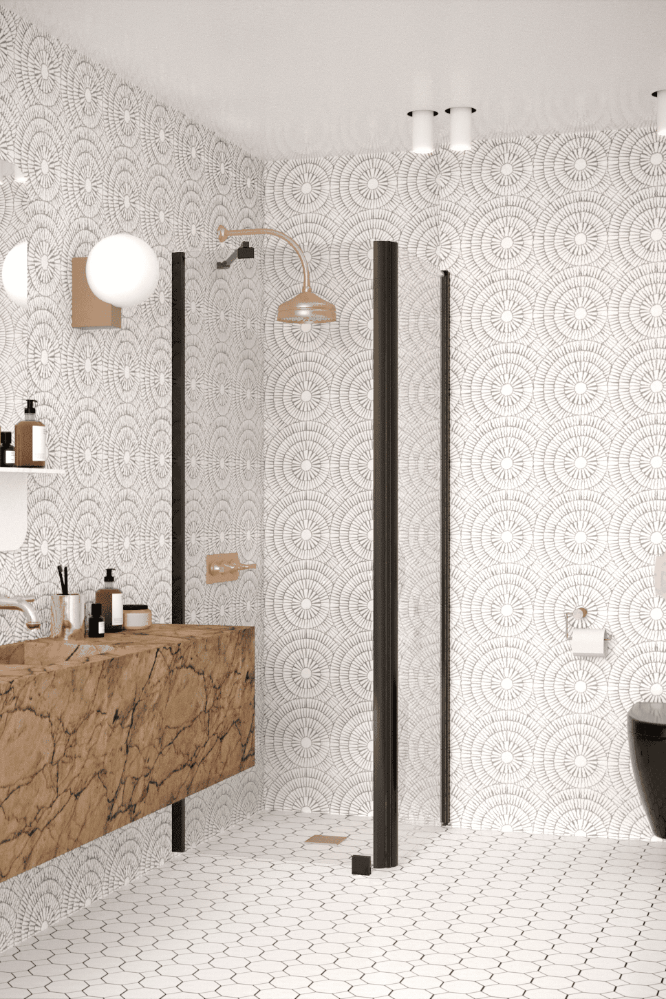 Shower enclosure Hietakari Infinia 251, black frame, clear glass Shower enclosure Hietakari Infinia 251, black frame, clear glass