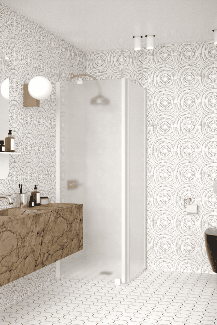 Shower enclosure Hietakari Infinia 251, white frame, satin frosted glass Shower enclosure Hietakari Infinia 251, white frame, satin frosted glass