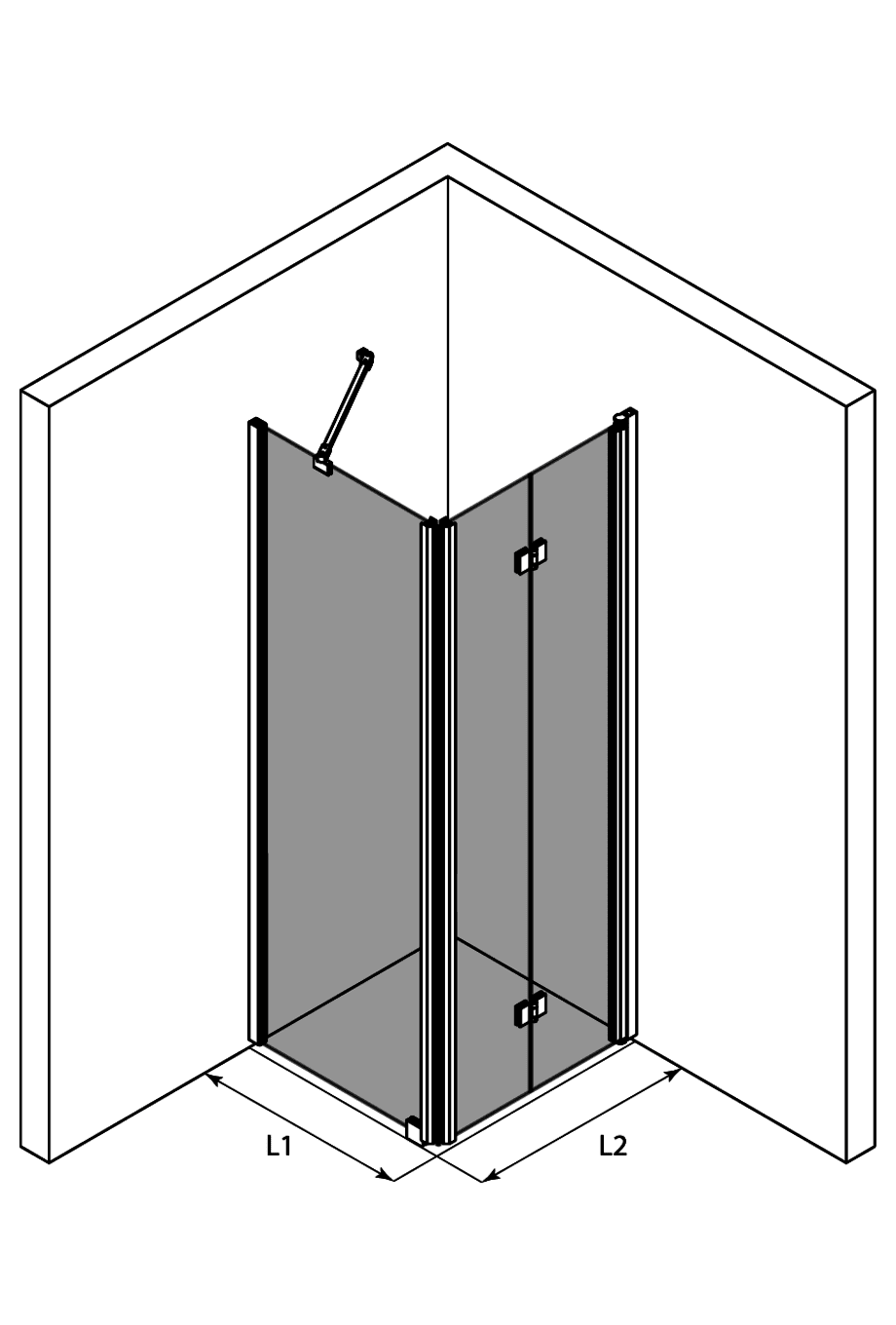 Shower enclosure Hietakari Infinia 252, fixed wall + folding door – 3