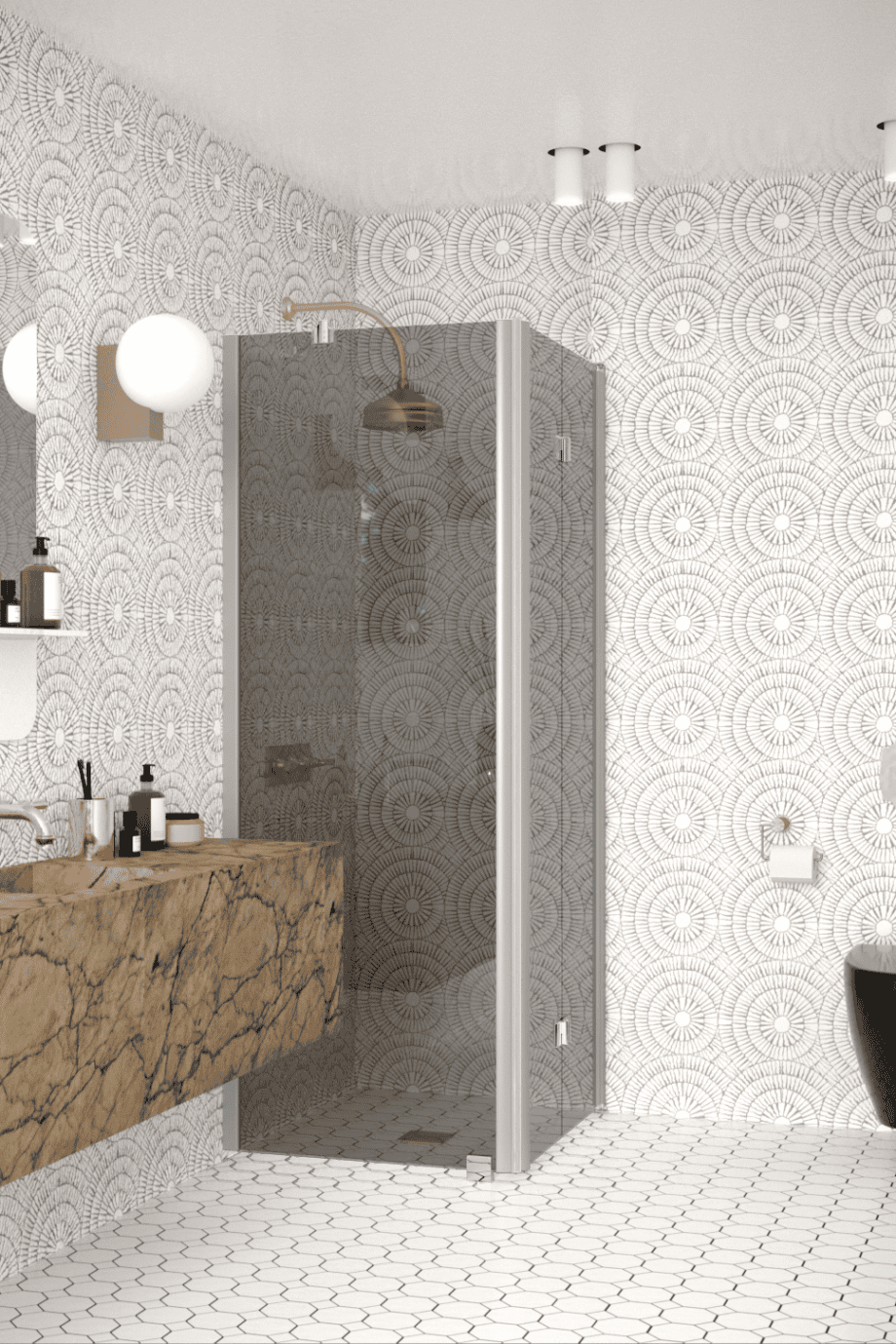 Shower enclosure Hietakari Infinia 252, aluminium frame, grey tinted glass Shower enclosure Hietakari Infinia 252, aluminium frame, grey tinted glass