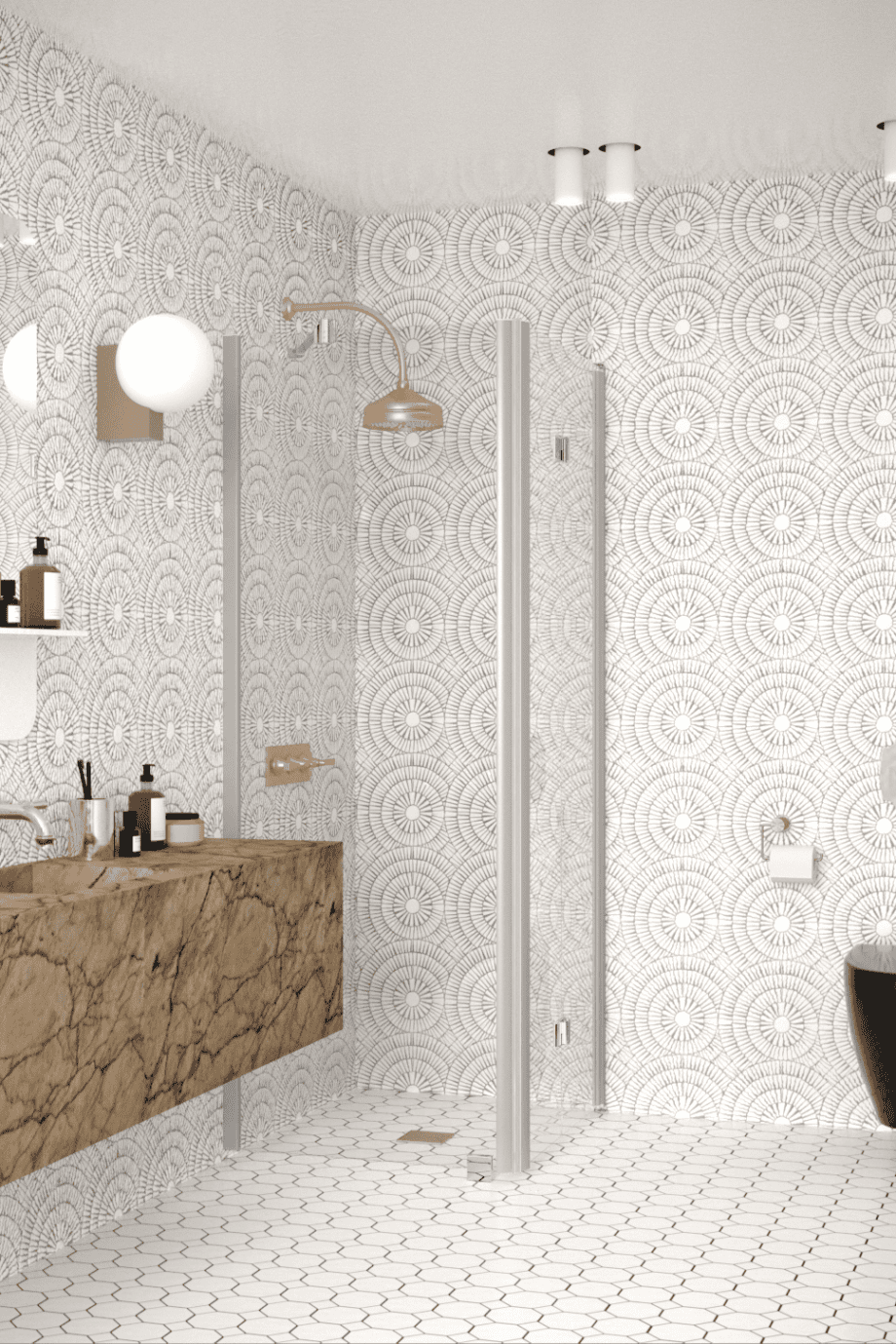 Shower enclosure Hietakari Infinia 252, aluminium frame, clear glass Shower enclosure Hietakari Infinia 252, fixed wall + folding door – 4