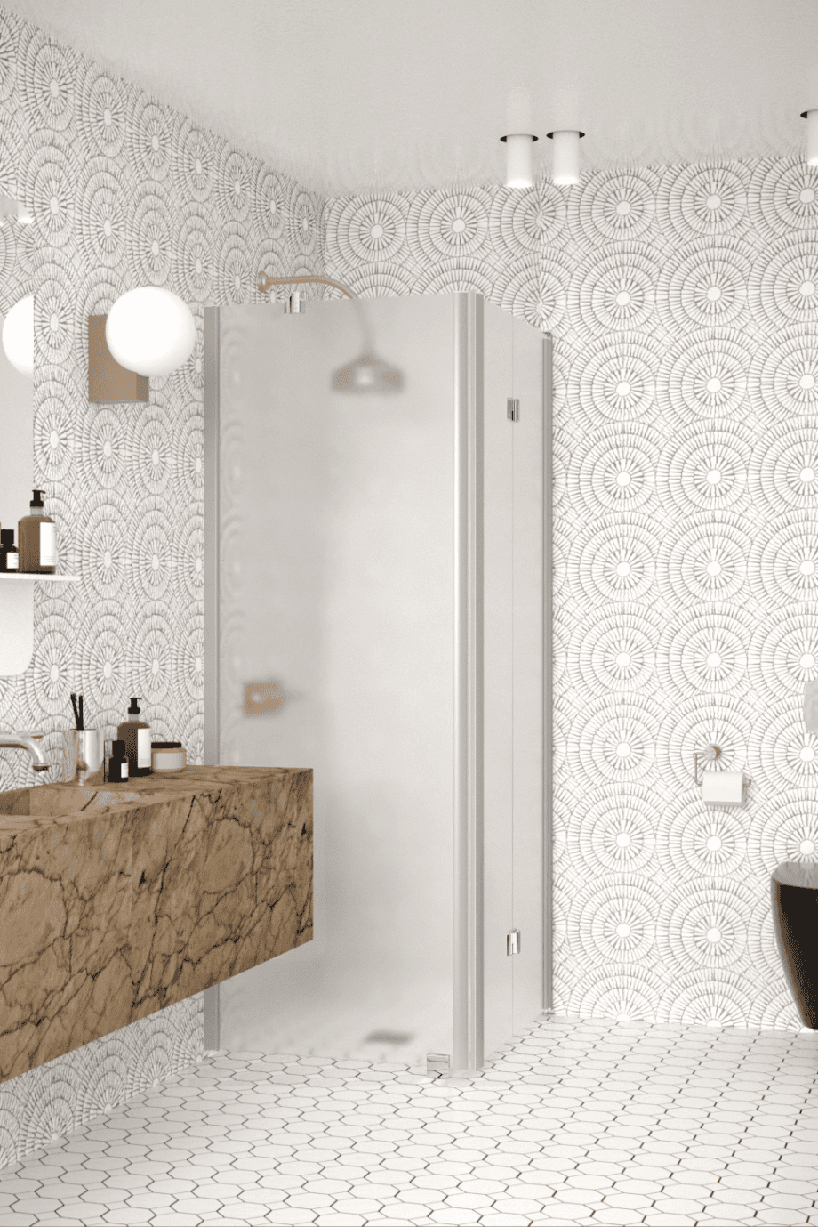 Shower enclosure Hietakari Infinia 252, aluminium frame, satin frosted glass Shower enclosure Hietakari Infinia 252, aluminium frame, satin frosted glass