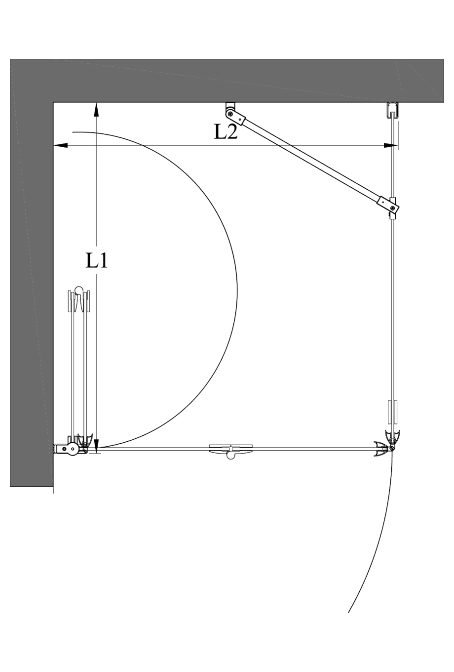 Shower enclosure Hietakari Infinia 252, fixed wall + folding door – 2