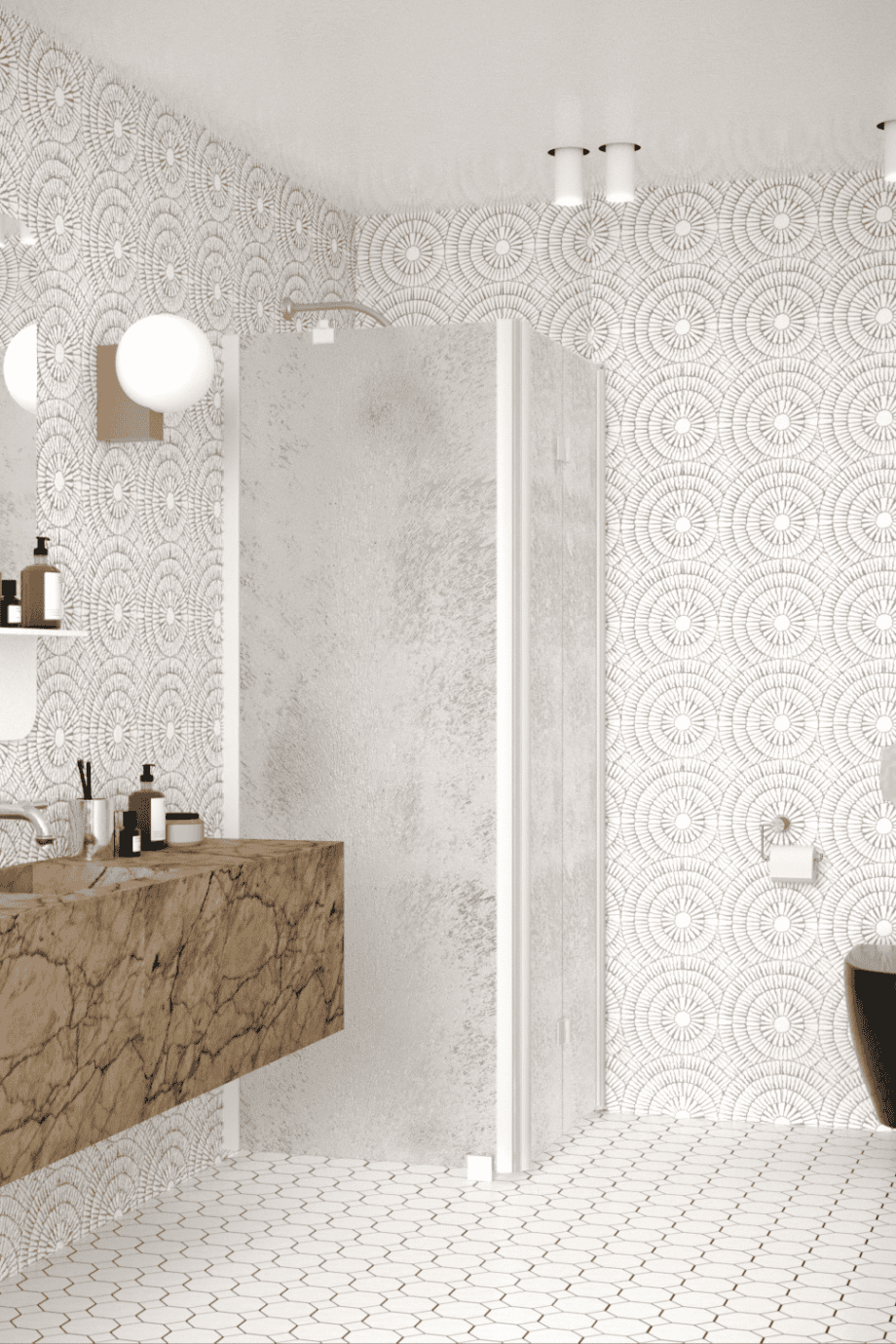 Shower enclosure Hietakari Infinia 252, white frame, Chinchilla patterned glass Shower enclosure Hietakari Infinia 252, white frame, Chinchilla patterned glass