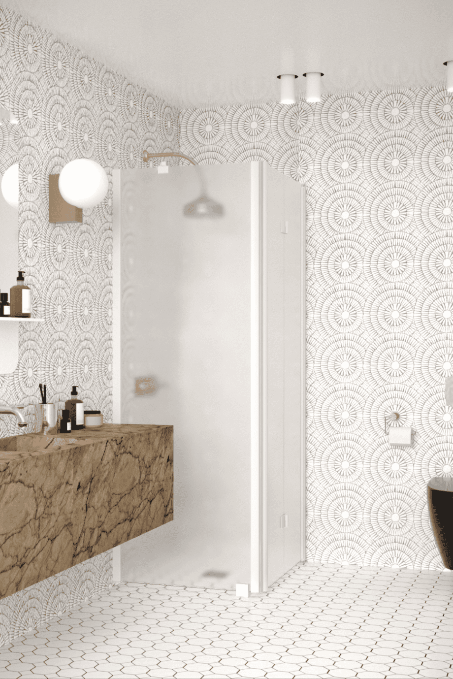Shower enclosure Hietakari Infinia 252, white frame, satin frosted glass Shower enclosure Hietakari Infinia 252, white frame, satin frosted glass