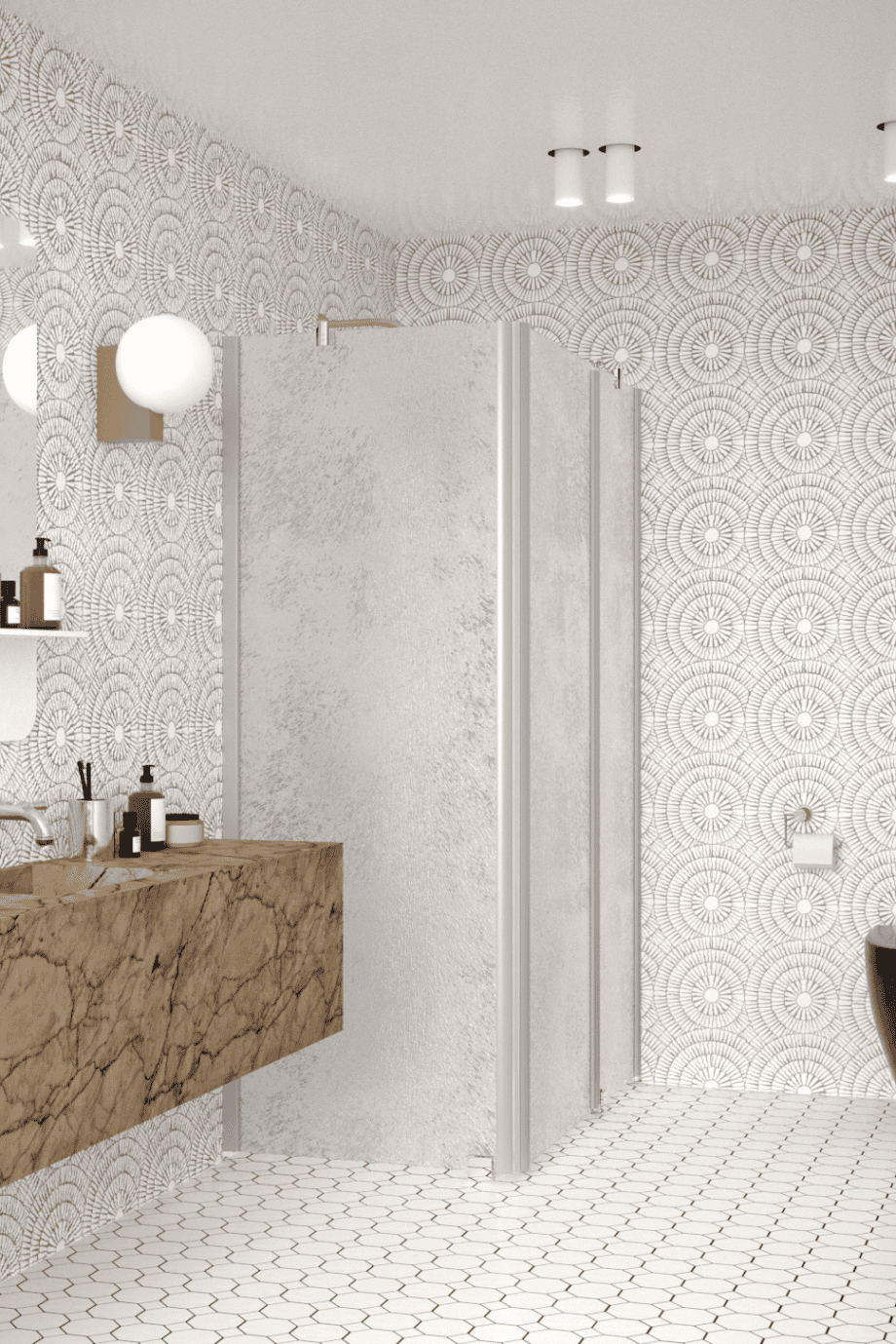 Shower enclosure Hietakari Infinia 253, aluminium frame, Chinchilla patterned glass Shower enclosure Hietakari Infinia 253, aluminium frame, Chinchilla patterned glass