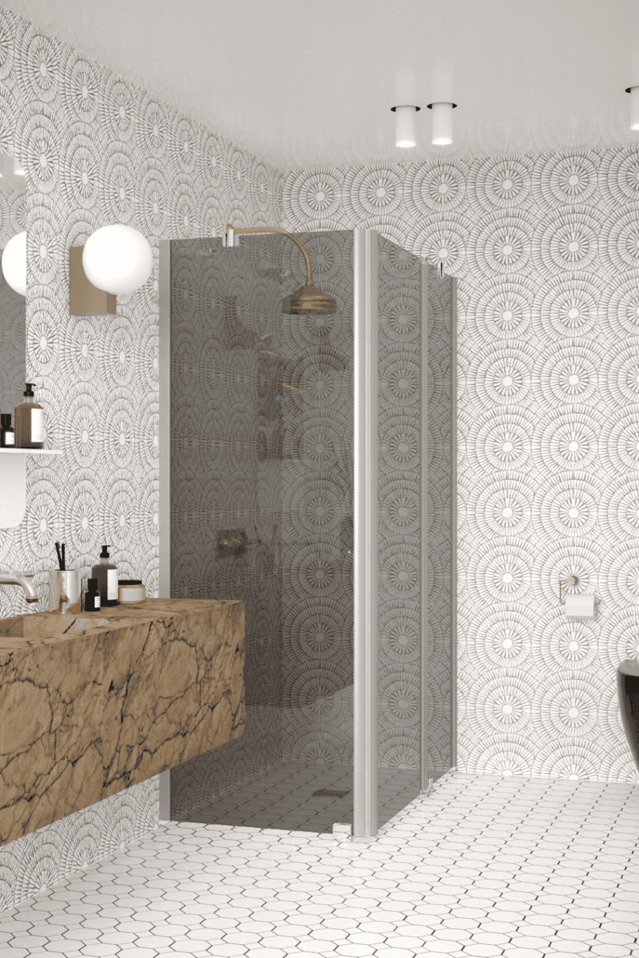 Shower enclosure Hietakari Infinia 253, aluminium frame, grey tinted glass Shower enclosure Hietakari Infinia 253, aluminium frame, grey tinted glass