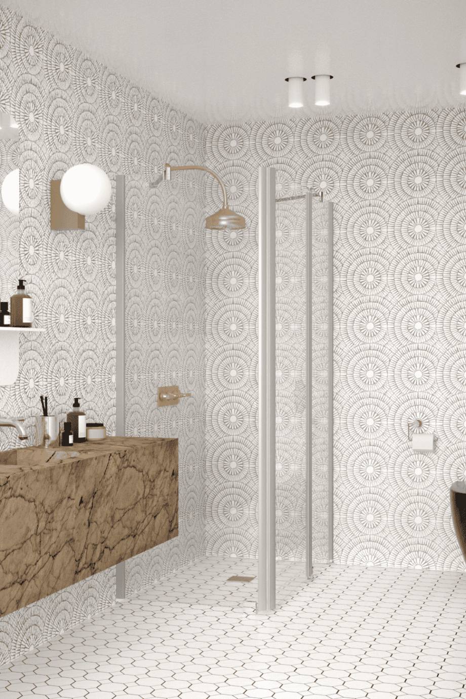 Shower enclosure Hietakari Infinia 253, aluminium frame, clear glass Shower enclosure Hietakari Infinia 253, fixed wall + hinged door with fixed part – 4