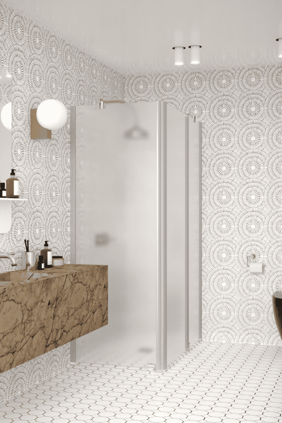 Shower enclosure Hietakari Infinia 253, aluminium frame, satin frosted glass Shower enclosure Hietakari Infinia 253, aluminium frame, satin frosted glass