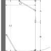 Shower enclosure Hietakari Infinia 253 – dimension drawing Shower enclosure Hietakari Infinia 253, fixed wall + hinged door with fixed part – 2