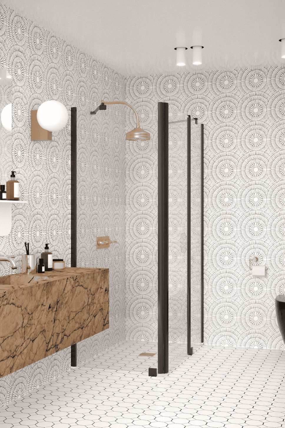 Shower enclosure Hietakari Infinia 253, black frame, clear glass Shower enclosure Hietakari Infinia 253, black frame, clear glass
