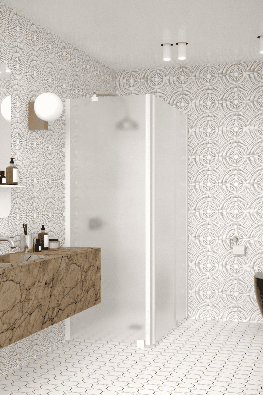 Shower enclosure Hietakari Infinia 253, white frame, satin frosted glass Shower enclosure Hietakari Infinia 253, white frame, satin frosted glass