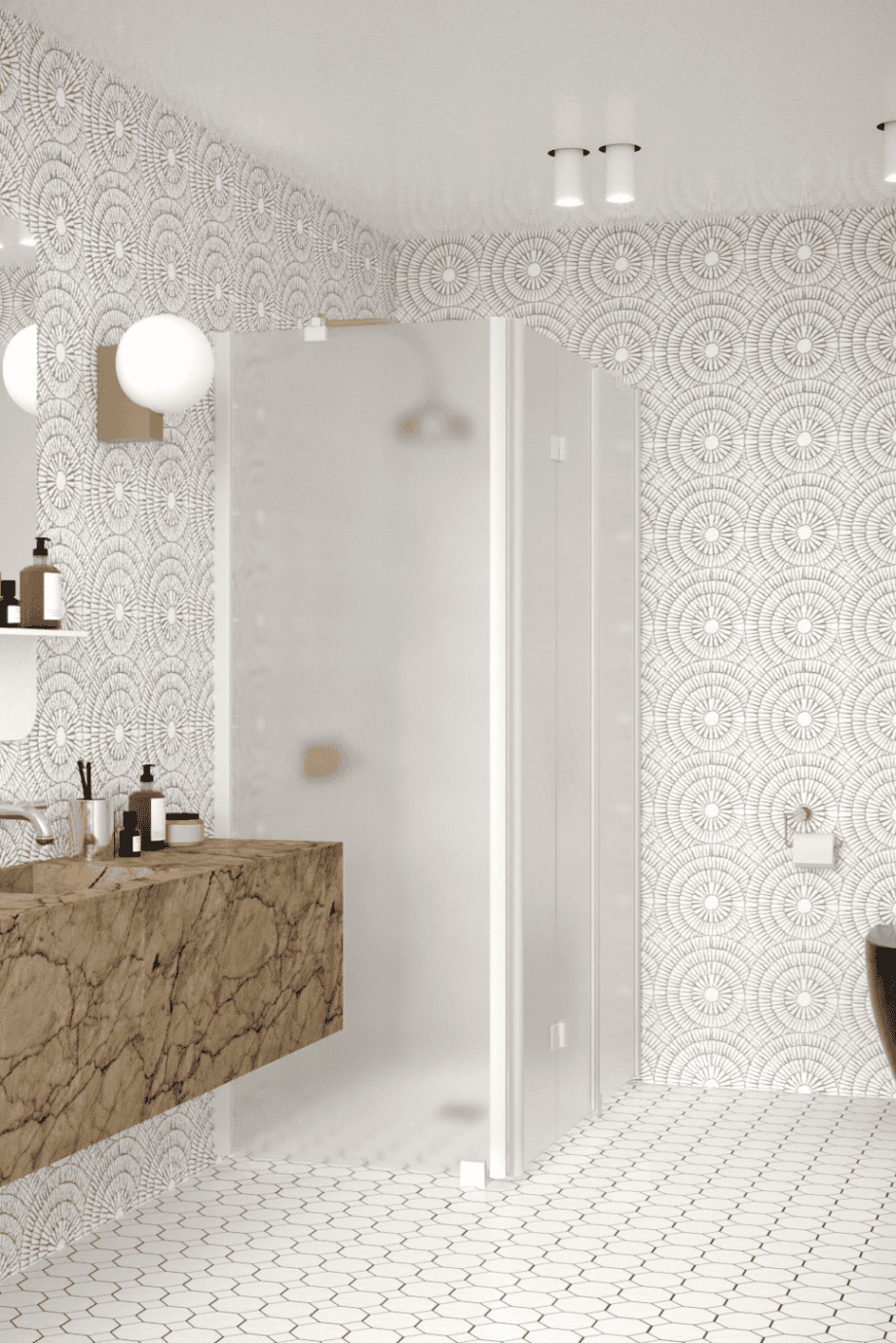Shower enclosure Hietakari Infinia 254, white frame, satin frosted glass Shower enclosure Hietakari Infinia 254, white frame, satin frosted glass