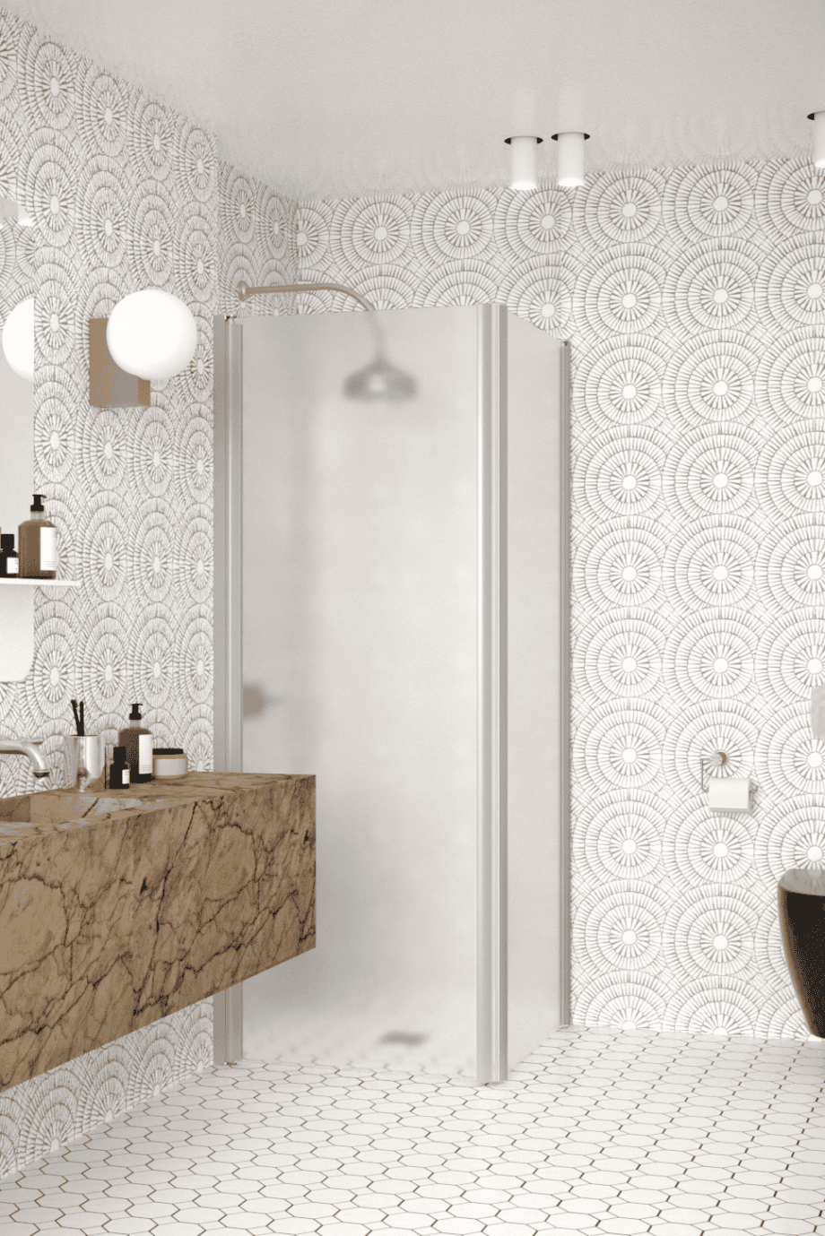 Shower enclosure Hietakari Infinia 255, aluminium frame, satin frosted glass Shower enclosure Hietakari Infinia 255, aluminium frame, satin frosted glass