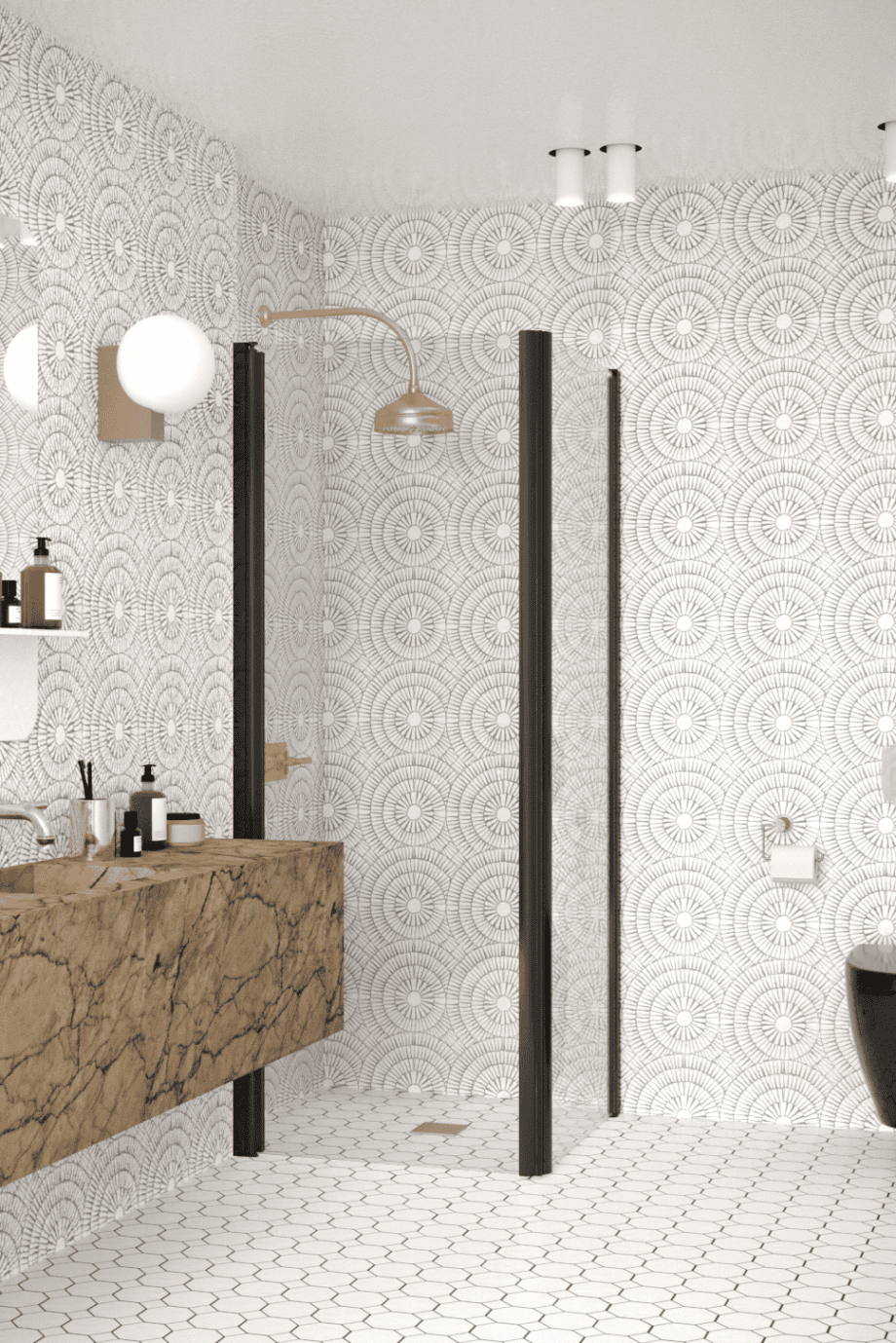 Shower enclosure Hietakari Infinia 255, black frame, clear glass Shower enclosure Hietakari Infinia 255, hinged door + hinged door – 5