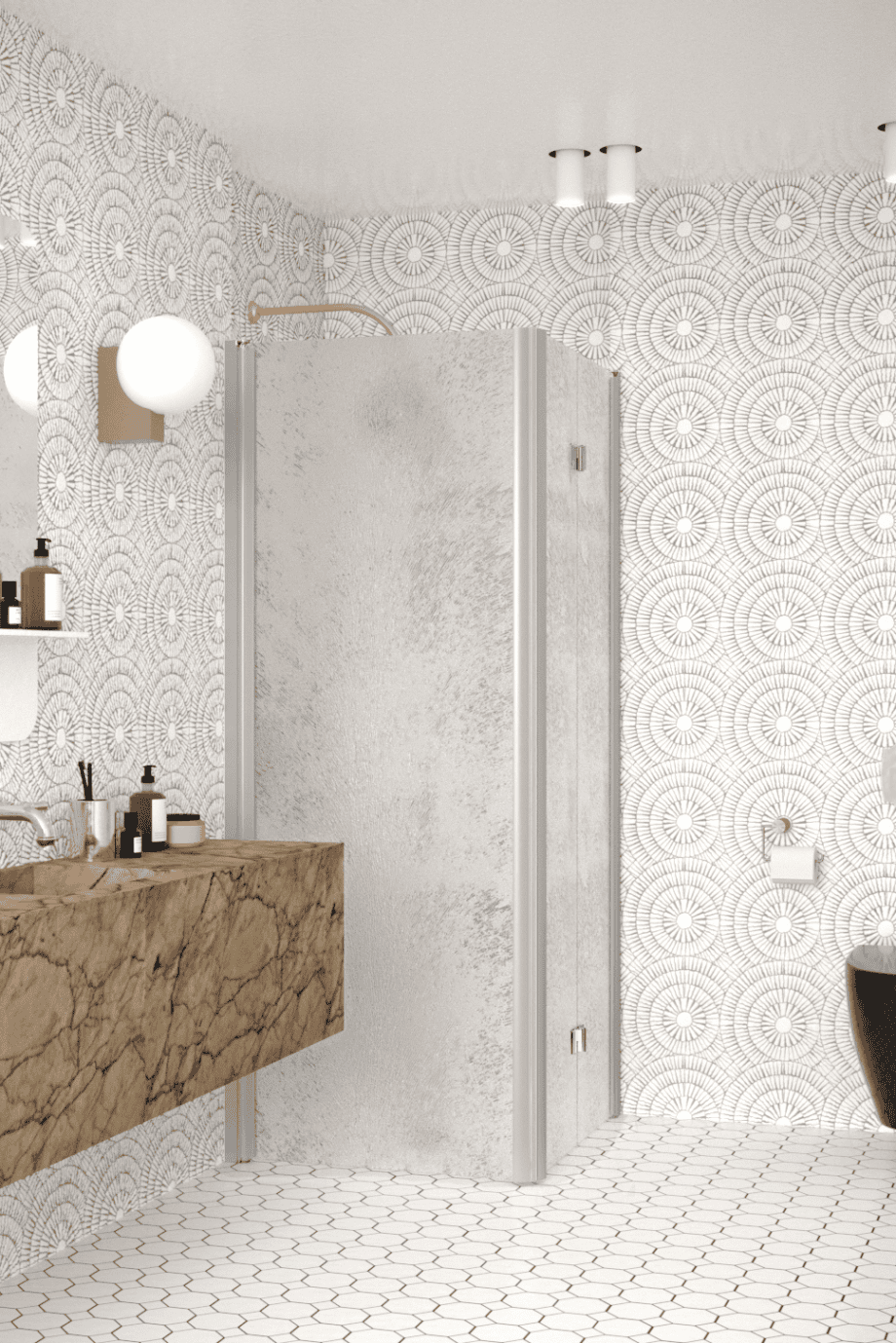 Shower enclosure Hietakari Infinia 256, aluminium frame, Chinchilla patterned glass Shower enclosure Hietakari Infinia 256, aluminium frame, Chinchilla patterned glass