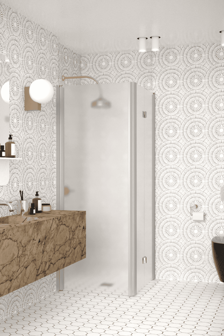 Shower enclosure Hietakari Infinia 256, aluminium frame, satin frosted glass Shower enclosure Hietakari Infinia 256, aluminium frame, satin frosted glass