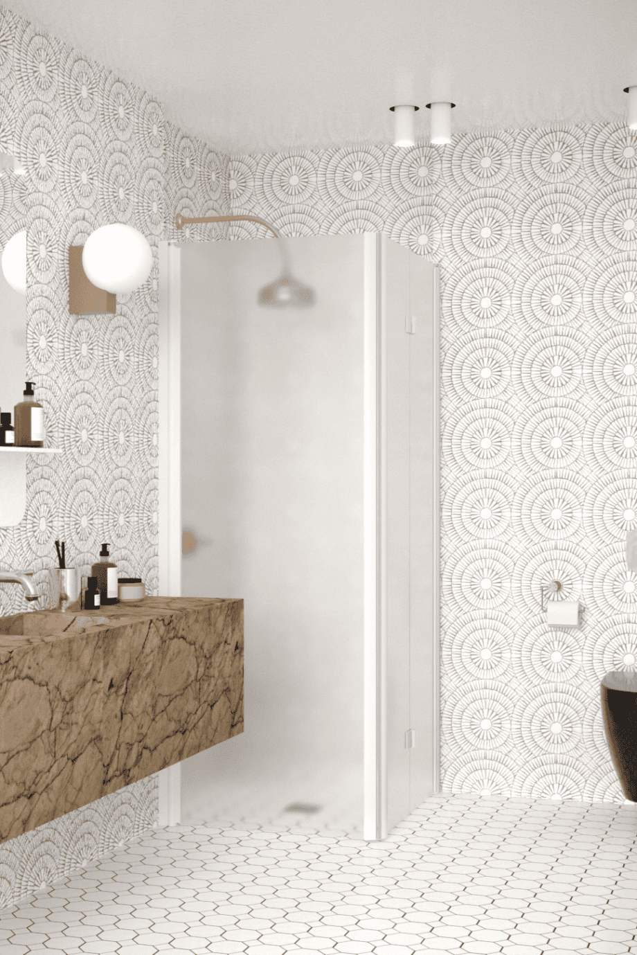Shower enclosure Hietakari Infinia 256, white frame, satin frosted glass Shower enclosure Hietakari Infinia 256, white frame, satin frosted glass