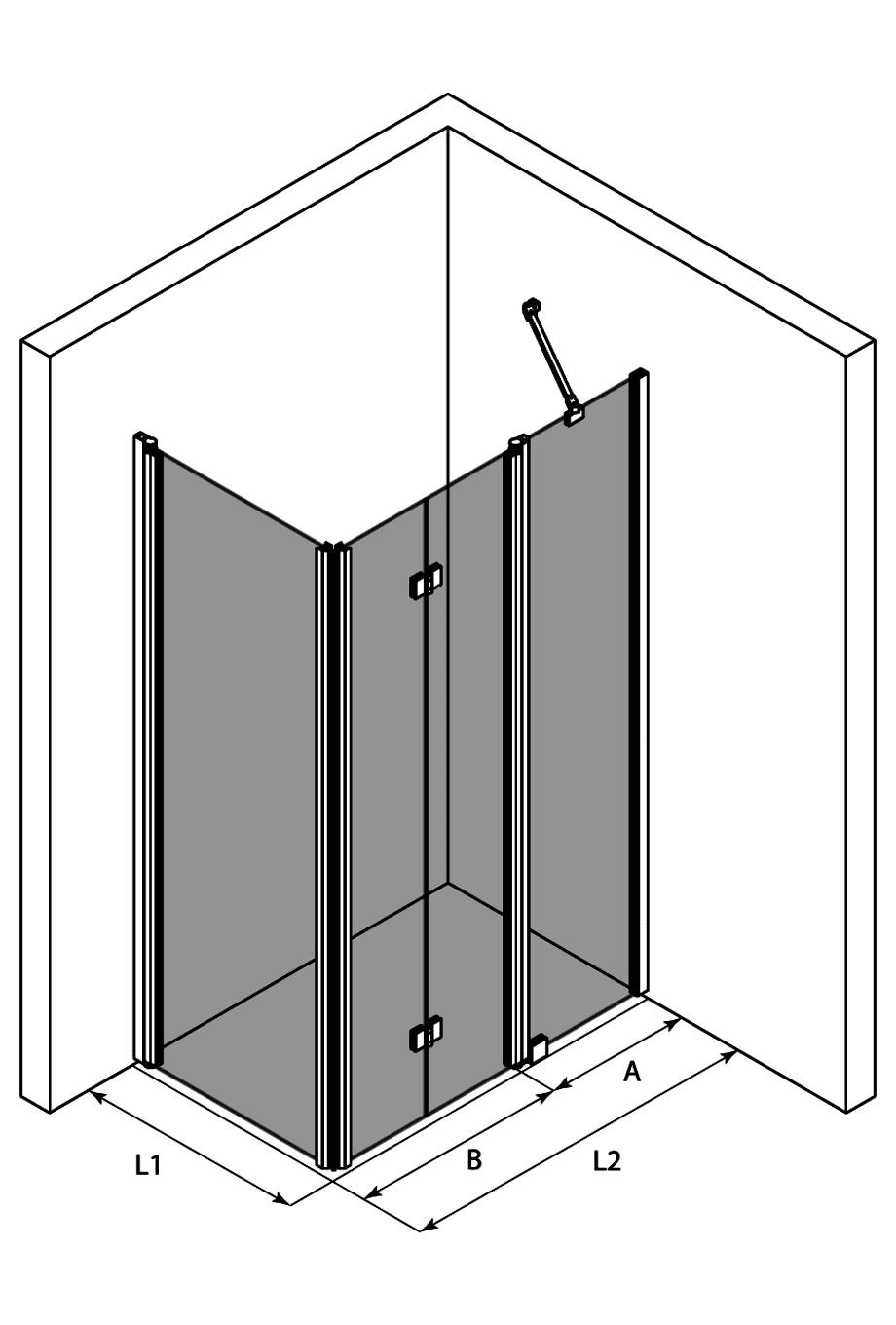 Shower enclosure Hietakari Infinia 258, hinged door + folding door with fixed part – 3