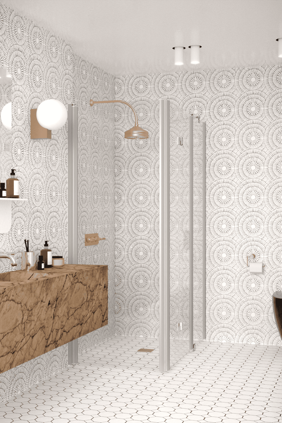 Shower enclosure Hietakari Infinia 258, hinged door + folding door with fixed part – 4