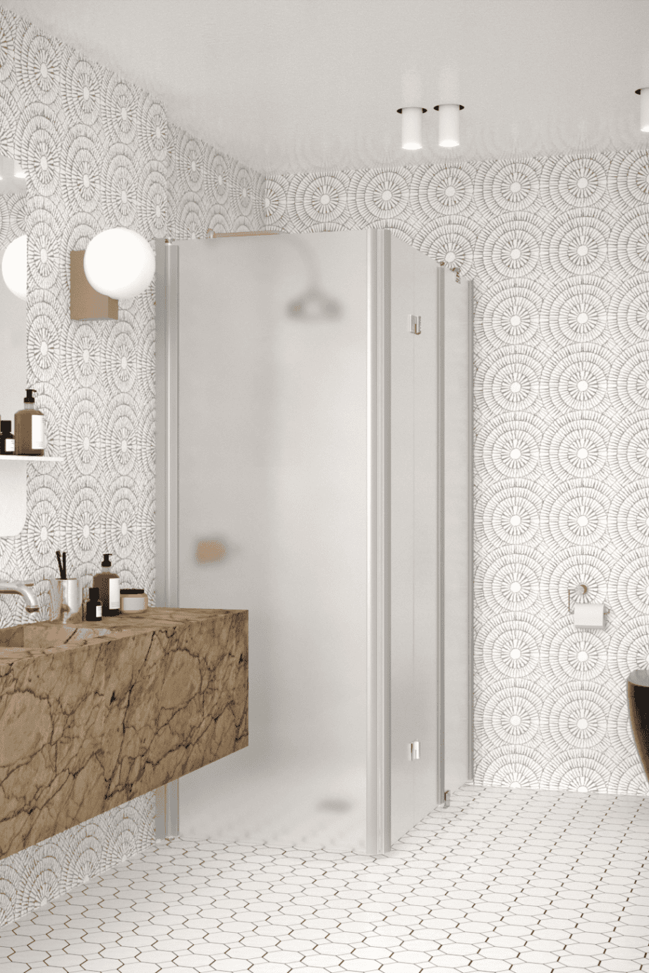 Shower enclosure Hietakari Infinia 258, aluminium frame, satin frosted glass Shower enclosure Hietakari Infinia 258, aluminium frame, satin frosted glass