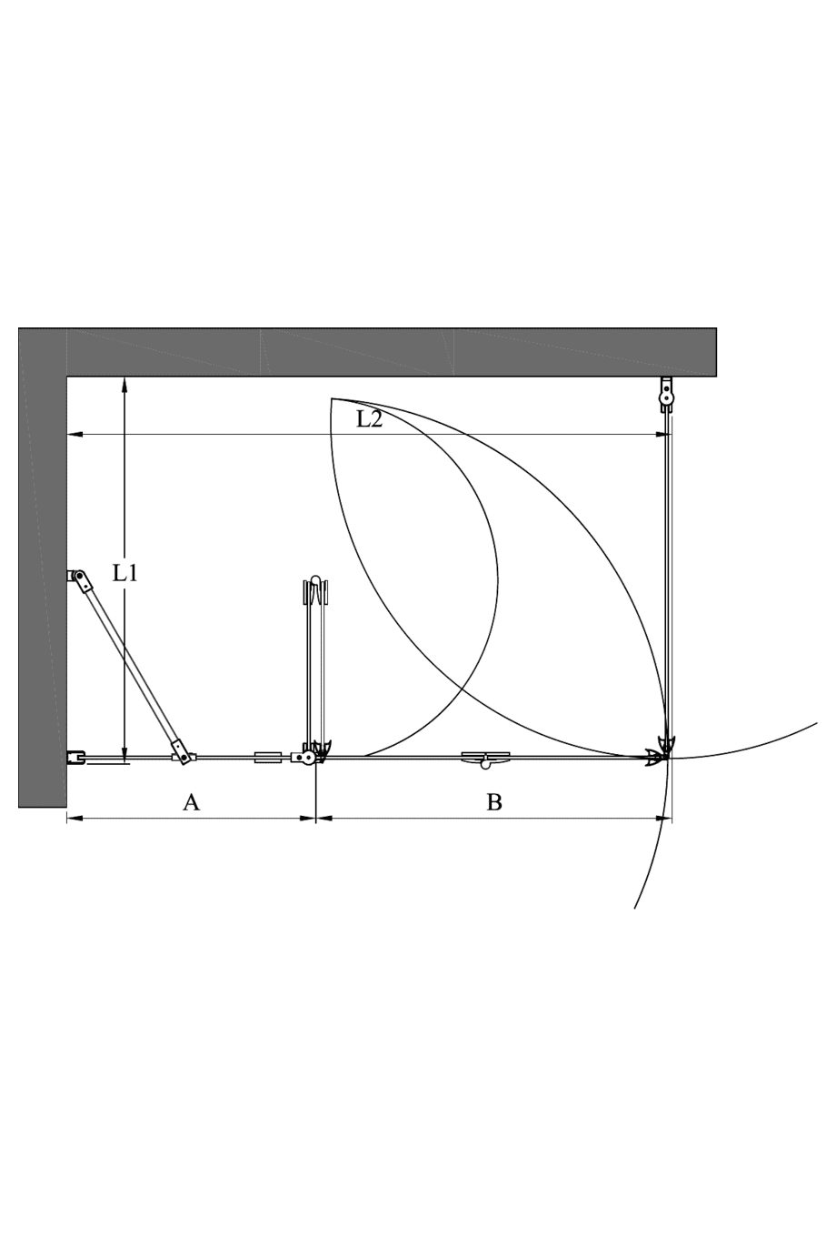 Shower enclosure Hietakari Infinia 258, hinged door + folding door with fixed part – 2