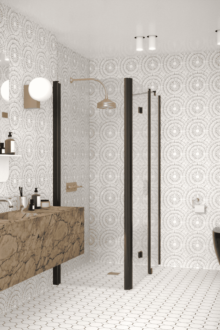Shower enclosure Hietakari Infinia 258, black frame, clear glass Shower enclosure Hietakari Infinia 258, hinged door + folding door with fixed part – 5