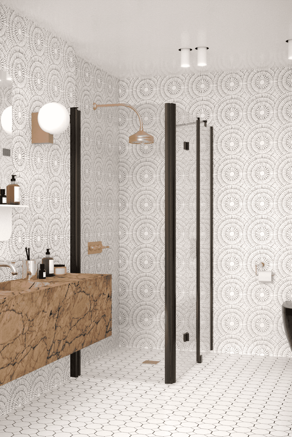 Shower enclosure Hietakari Infinia 258, hinged door + folding door with fixed part – 5
