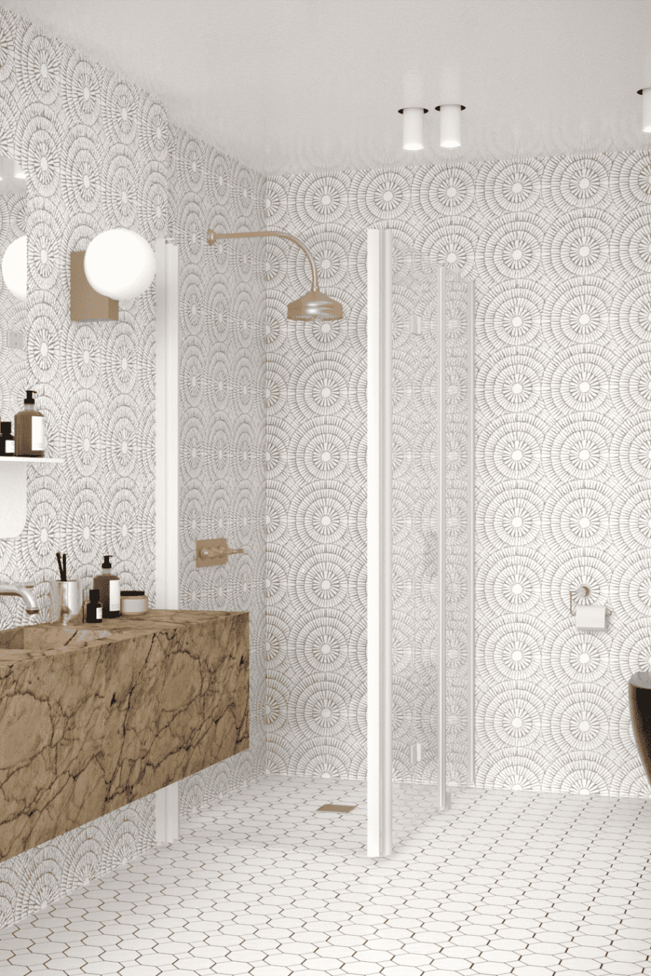 Shower enclosure Hietakari Infinia 258, white frame, clear glass Shower enclosure Hietakari Infinia 258, hinged door + folding door with fixed part