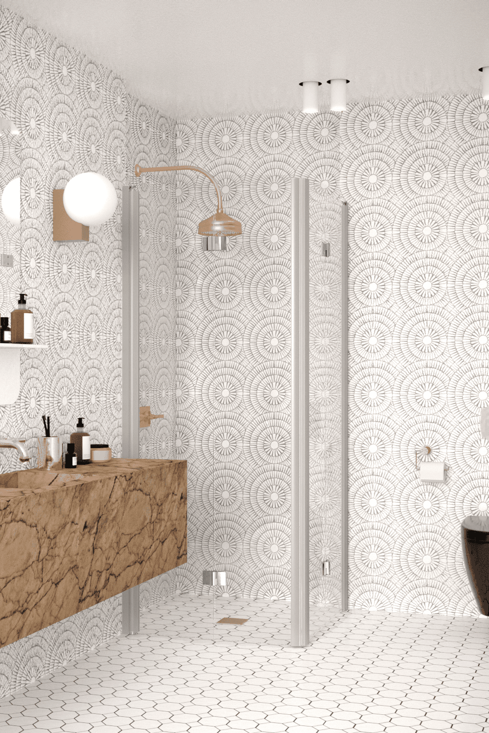 Shower enclosure Hietakari Infinia 259, aluminium frame, clear glass Shower enclosure Hietakari Infinia 259, aluminium frame, clear glass