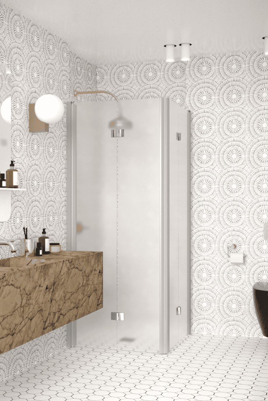 Shower enclosure Hietakari Infinia 259, aluminium frame, satin frosted glass Shower enclosure Hietakari Infinia 259, aluminium frame, satin frosted glass