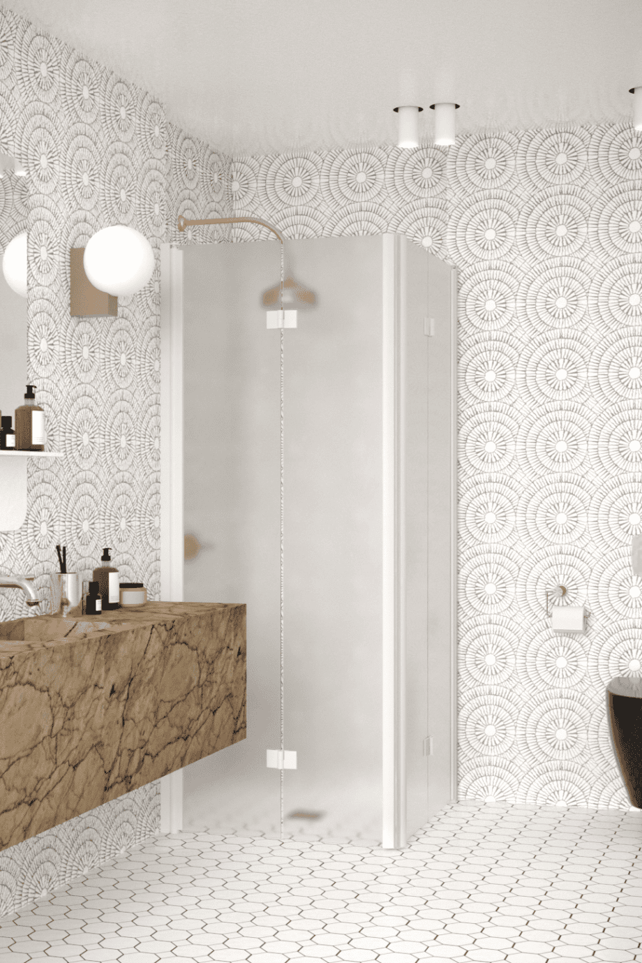 Shower enclosure Hietakari Infinia 259, white frame, satin frosted glass Shower enclosure Hietakari Infinia 259, white frame, satin frosted glass