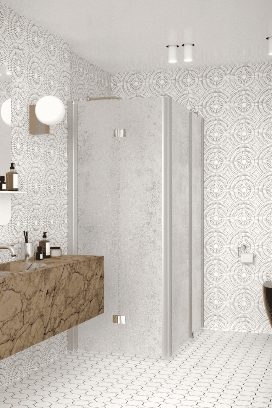 Shower enclosure Hietakari Infinia 260, aluminium frame, Chinchilla patterned glass Shower enclosure Hietakari Infinia 260, aluminium frame, Chinchilla patterned glass