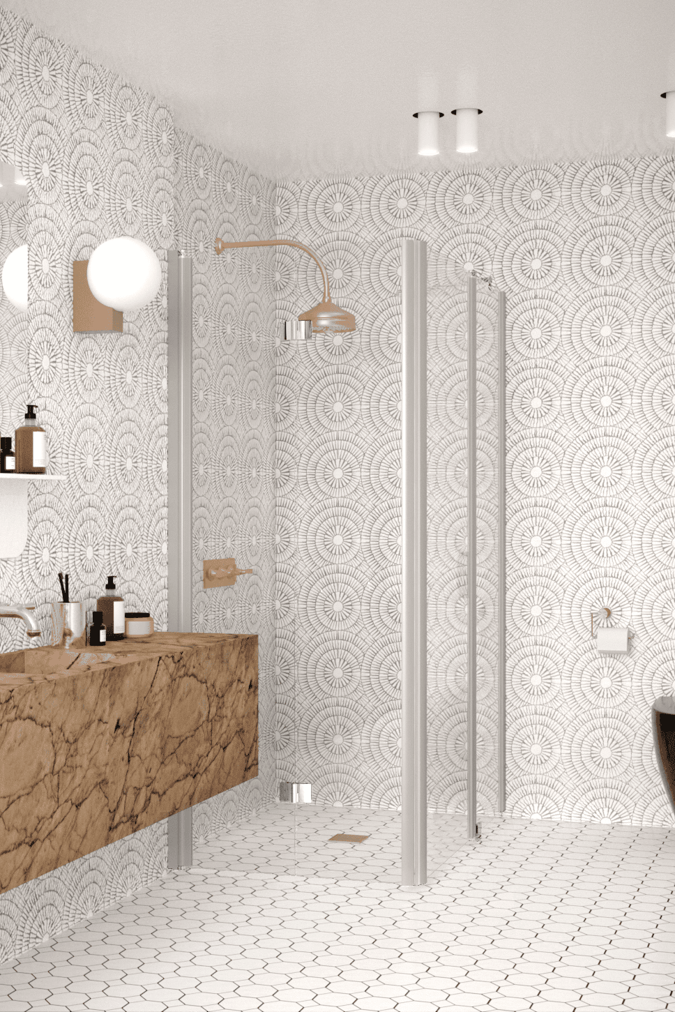Shower enclosure Hietakari Infinia 260, folding door + hinged door with fixed part – 4
