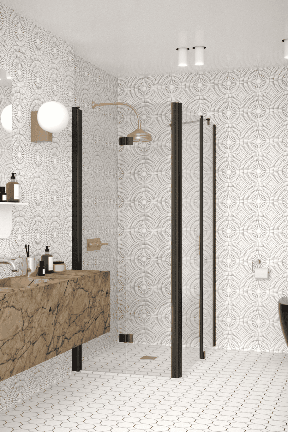 Shower enclosure Hietakari Infinia 260, black frame, clear glass Shower enclosure Hietakari Infinia 260, folding door + hinged door with fixed part – 5