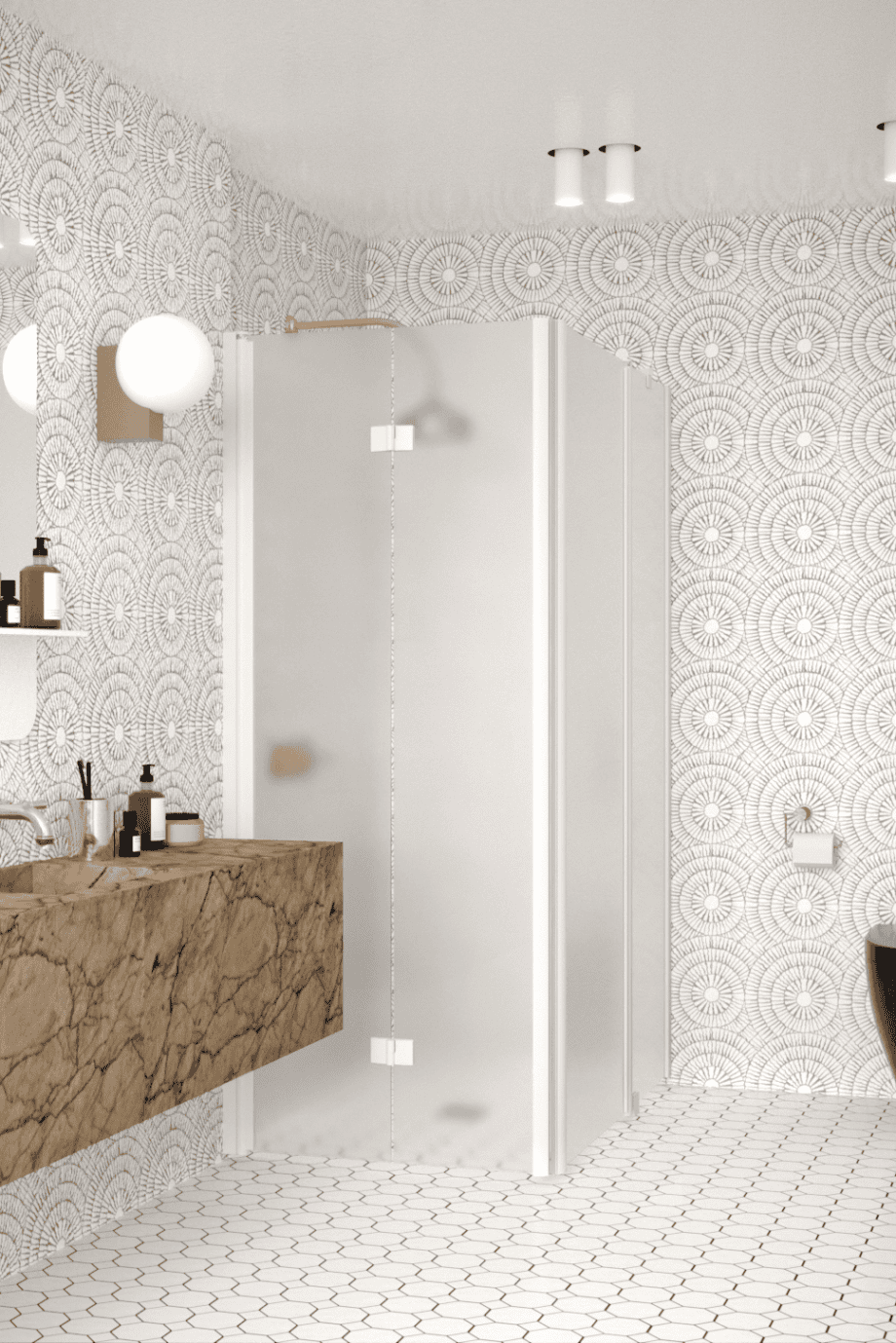 Shower enclosure Hietakari Infinia 260, white frame, satin frosted glass Shower enclosure Hietakari Infinia 260, white frame, satin frosted glass