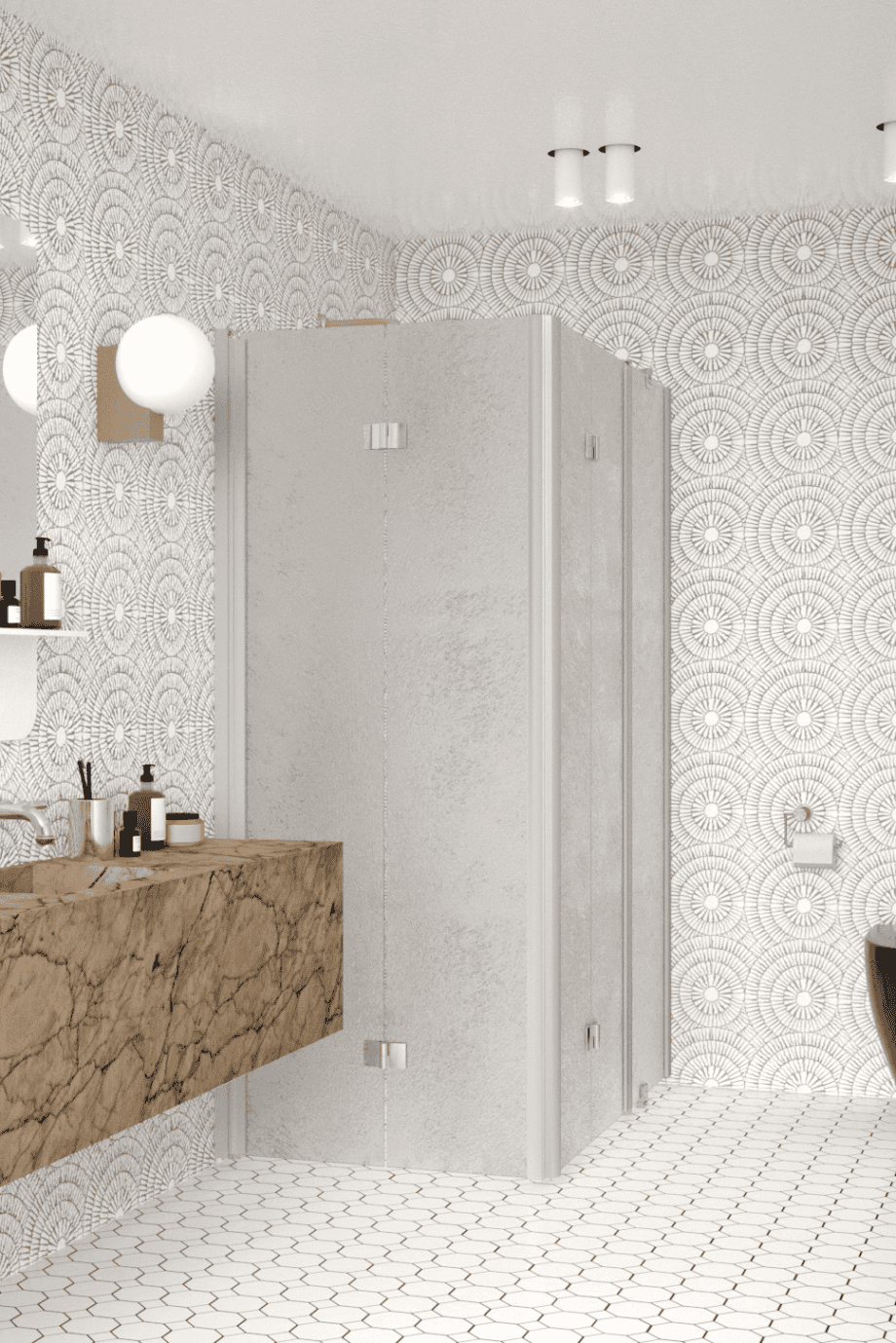 Shower enclosure Hietakari Infinia 261, aluminium frame, Chinchilla patterned glass Shower enclosure Hietakari Infinia 261, aluminium frame, Chinchilla patterned glass
