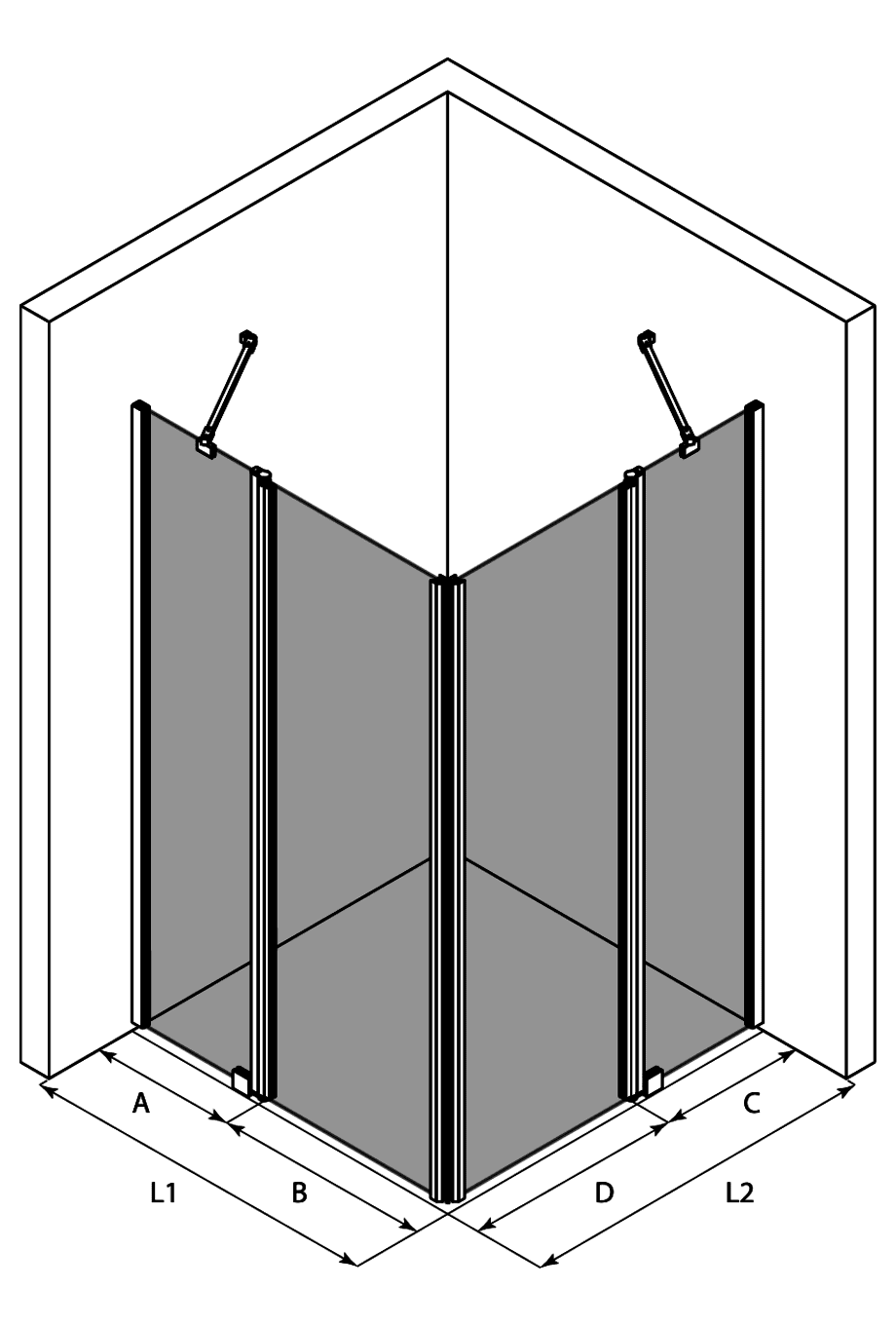 Shower enclosure Hietakari Infinia 262, hinged door with fixed part + hinged door with fixed part – 3