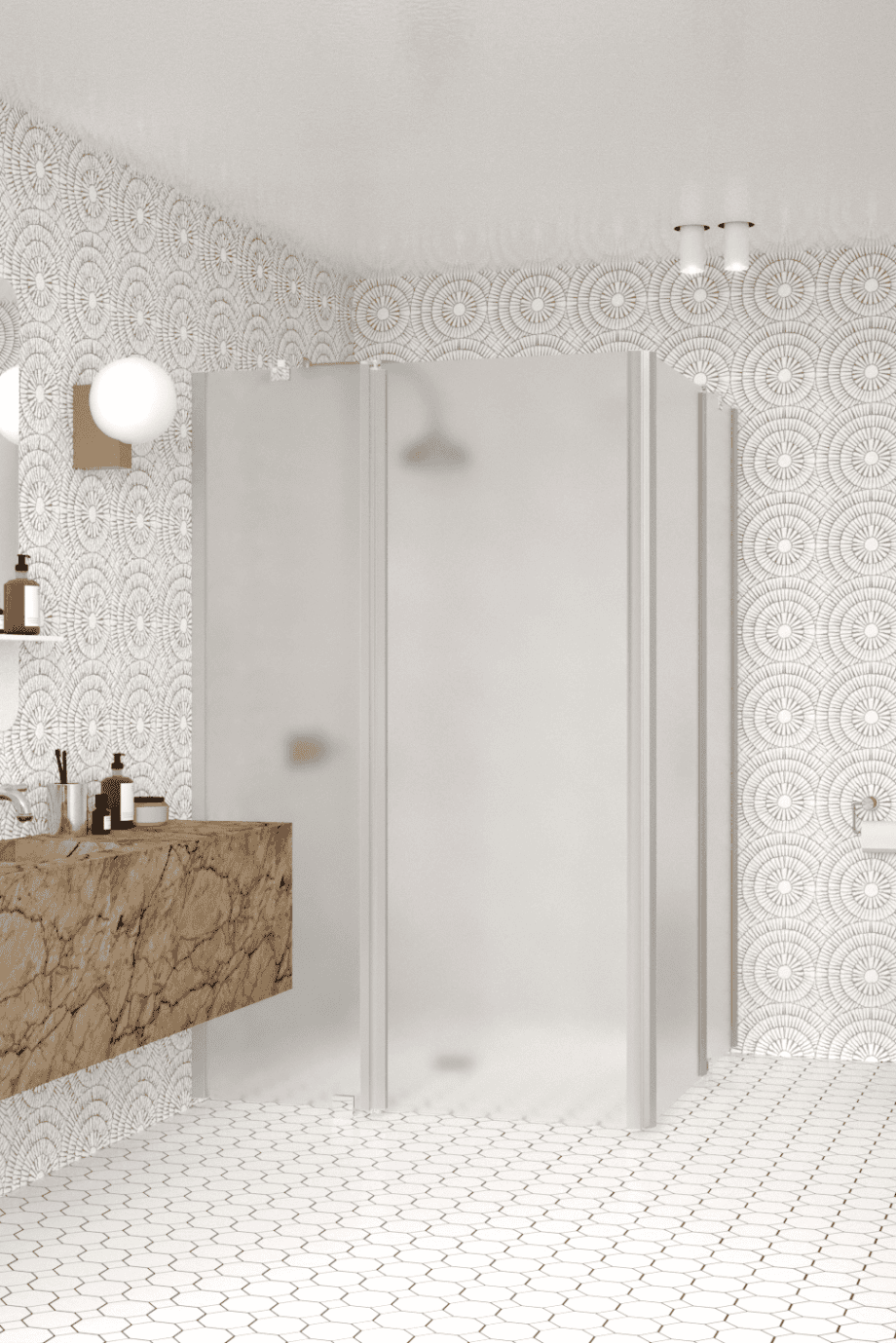 Shower enclosure Hietakari Infinia 262, aluminium frame, satin frosted glass Shower enclosure Hietakari Infinia 262, aluminium frame, satin frosted glass